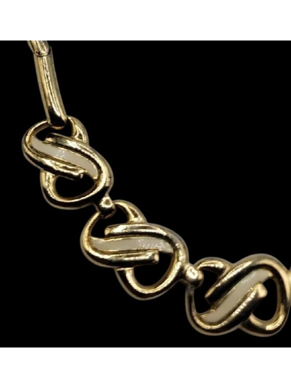 Vtg HR Paris Helena Rubinstein Gold Tone Enamel Interlocking Choker Necklace 16" - Picture 9 of 16